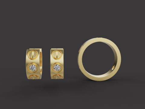 Ring and Earrings set 53486 3D Model