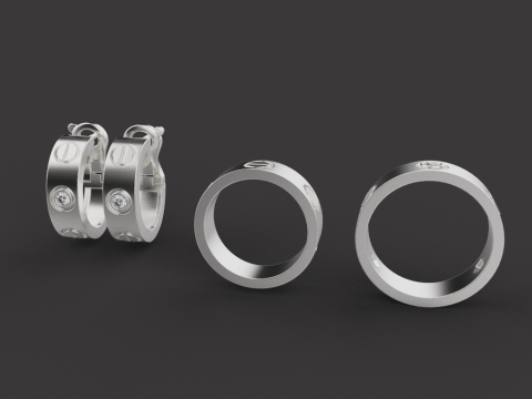 Rings and Earrings set 53258 3D Model