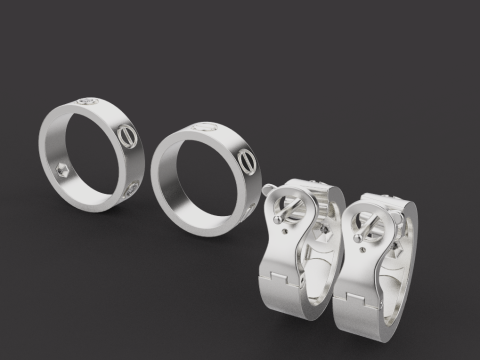 Rings and Earrings set 53258 Model 3D