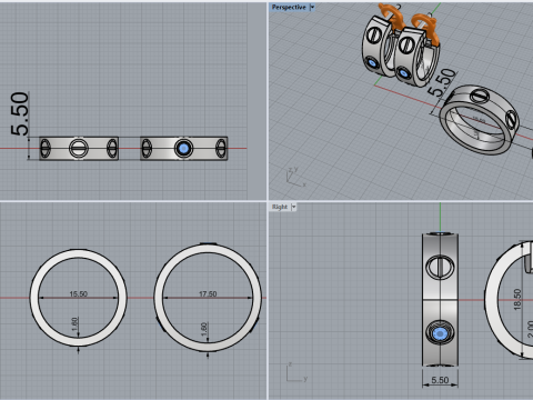 Rings and Earrings set 53258 Model 3D