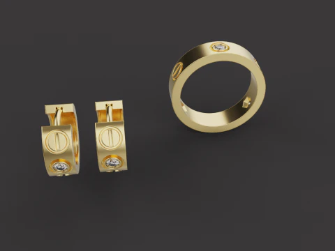 Ring and Earrings set 53240 3D Model