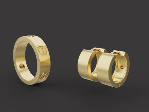Ring and Earrings set 53240 3D Model
