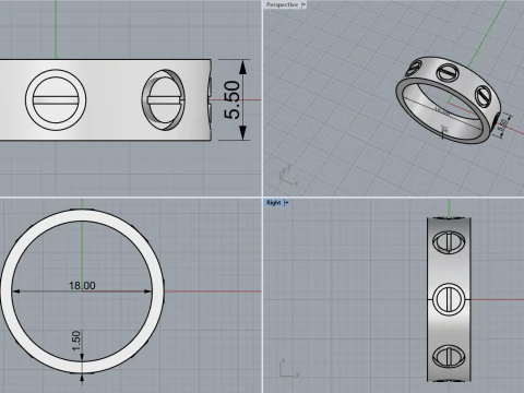 Bracelet Ring and Earrings set 53220 3D Model