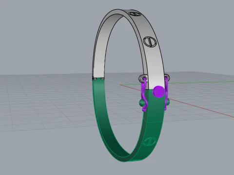 Bracelet Ring and Earrings set 53220 3D Model