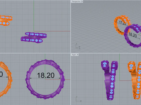 Serpent Rings 52882 3D Model