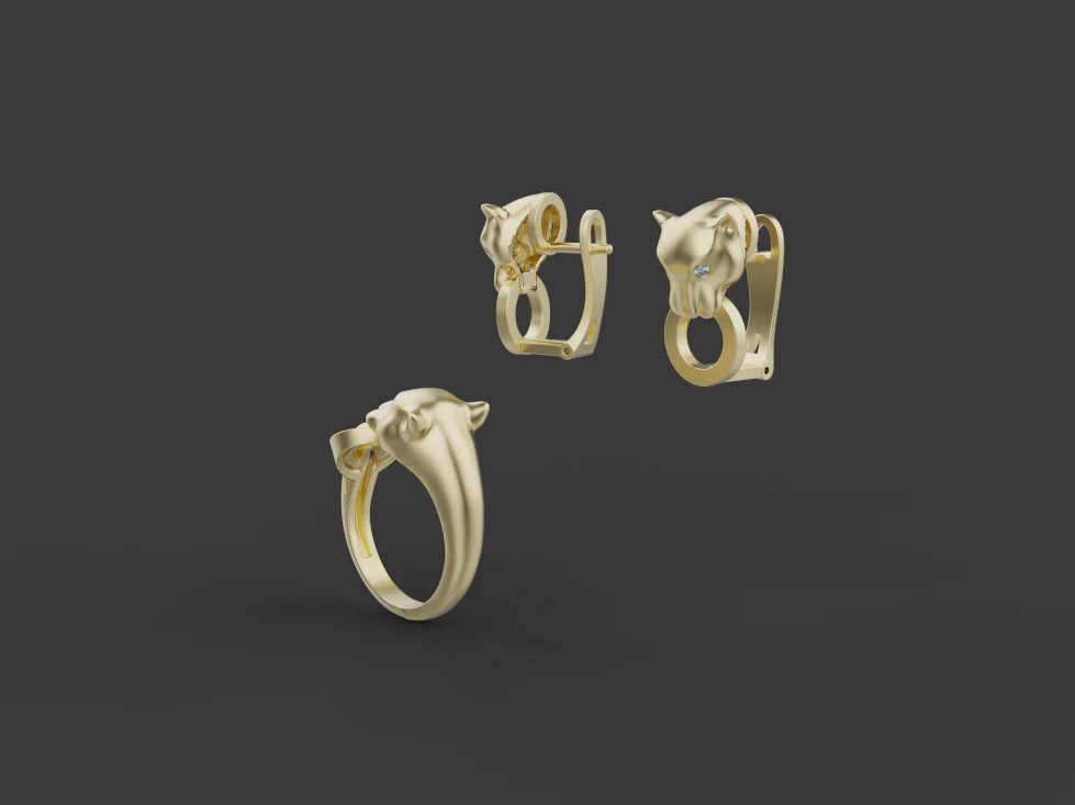Ring and Earrings set 51980 3D Model .c4d .max .obj .3ds .fbx .stl .blend 