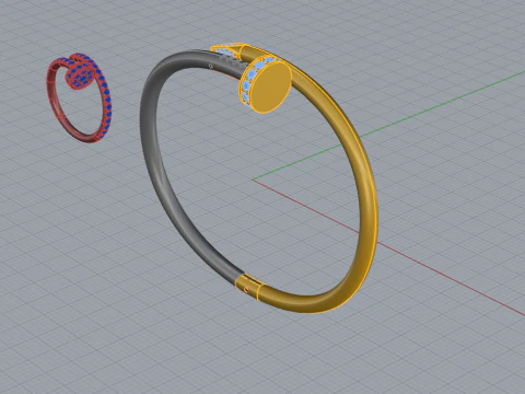 Bracelet and Ring set 51950 3D Model