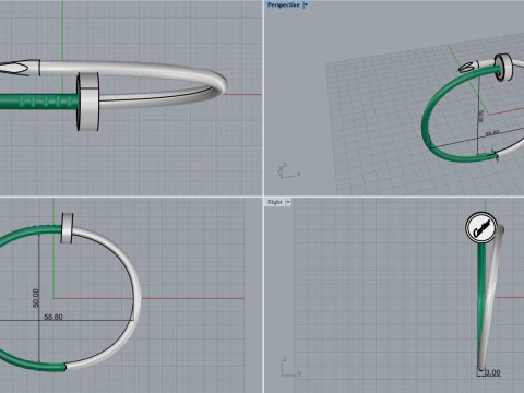 Nail Bracelet 51088 3D Model