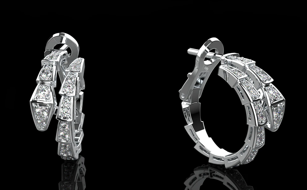 Serpent Earrings 29333 3D Model .c4d .max .obj .3ds .fbx .stl .blend