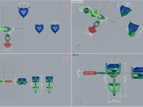 Studs and Pendant set 75037 3D Model