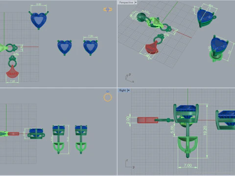 Studs and Pendant set 75037 3D Model