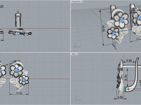 Earrings 54113 Model 3D