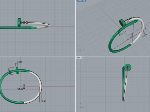 Nail Bracelet 66972 Model 3D