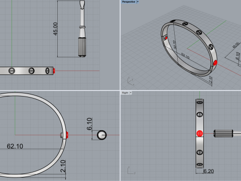 Bracelet 66957 Model 3D