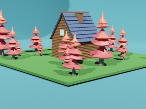 Wooden house in forest 3Dモデル