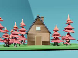 Wooden house in forest Model 3D
