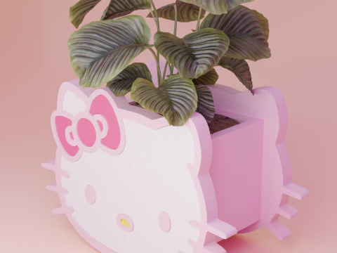 HELLO KITTY PENCIL HOLDER AND PLANTER 3D Print Model