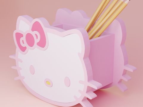 HELLO KITTY PENCIL HOLDER AND PLANTER 3D Druckmodell