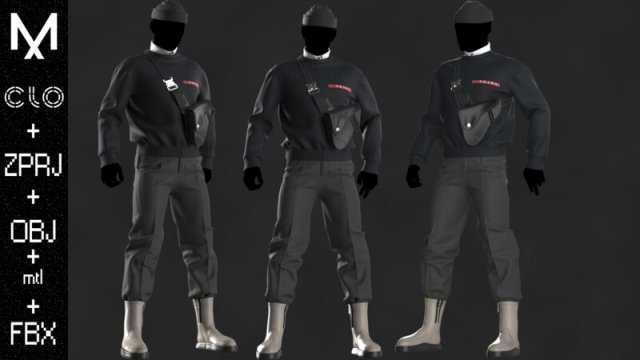 Outfit Male 3D Модель .c4d .max .obj .3ds .fbx .stl .blend 
