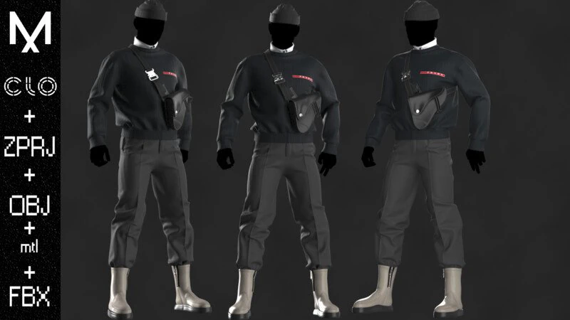 Outfit Male 3D Model .c4d .max .obj .3ds .fbx .stl .blend 