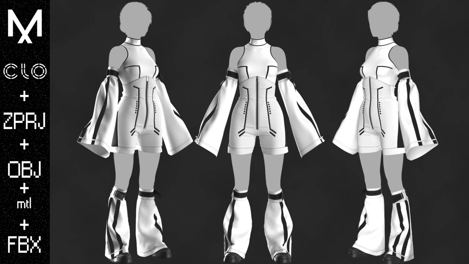 Outfit Female OBJ mtl FBX ZPRJ 3D Model .c4d .max .obj .3ds .fbx .stl .blend 