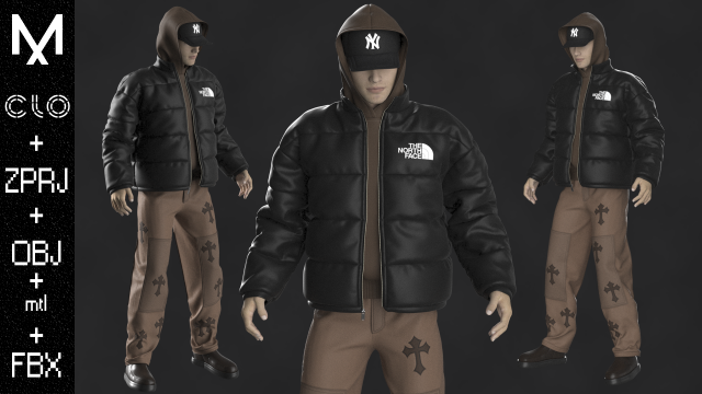 Streetwear Outfit Male OBJ mtl FBX ZPRJ 3D Model .c4d .max .obj .3ds .fbx .stl .blend 
