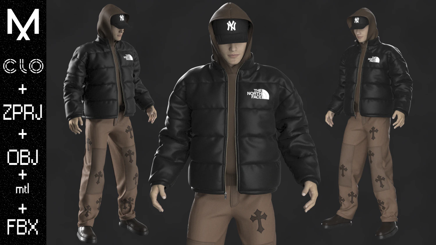 Streetwear Outfit Male OBJ mtl FBX ZPRJ 3D Model .c4d .max .obj .3ds .fbx .stl .blend 