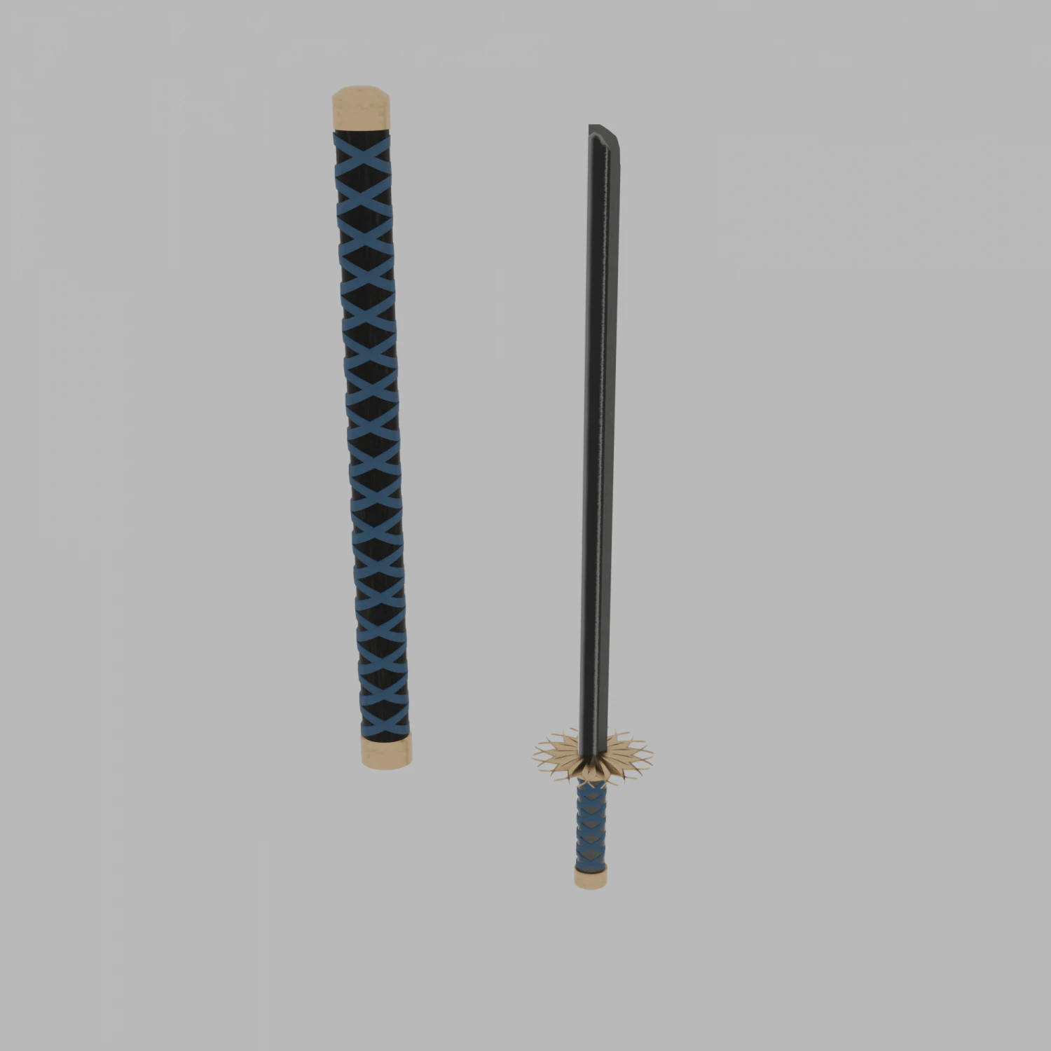 블루 카타나 3D 모델 .c4d .max .obj .3ds .fbx .stl .blend 