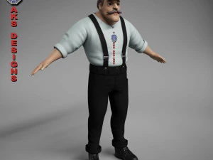 Personnage stylis&eacute; de dessin anim&eacute; vieillards 3 Modèle 3D