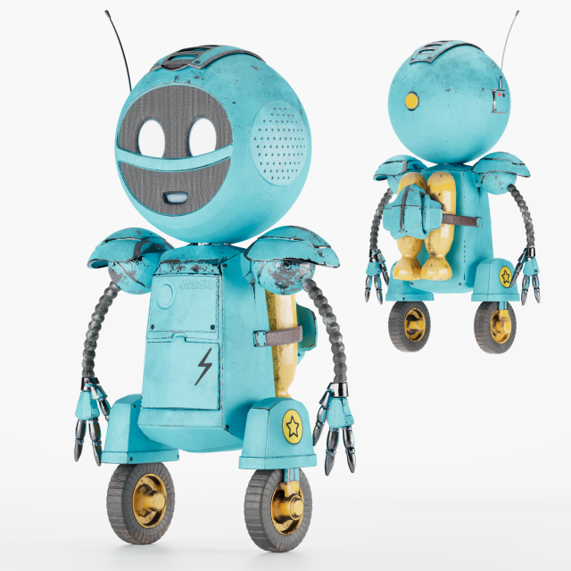 Cartoonrobot 3D-Modell .c4d .max .obj .3ds .fbx .stl .blend 