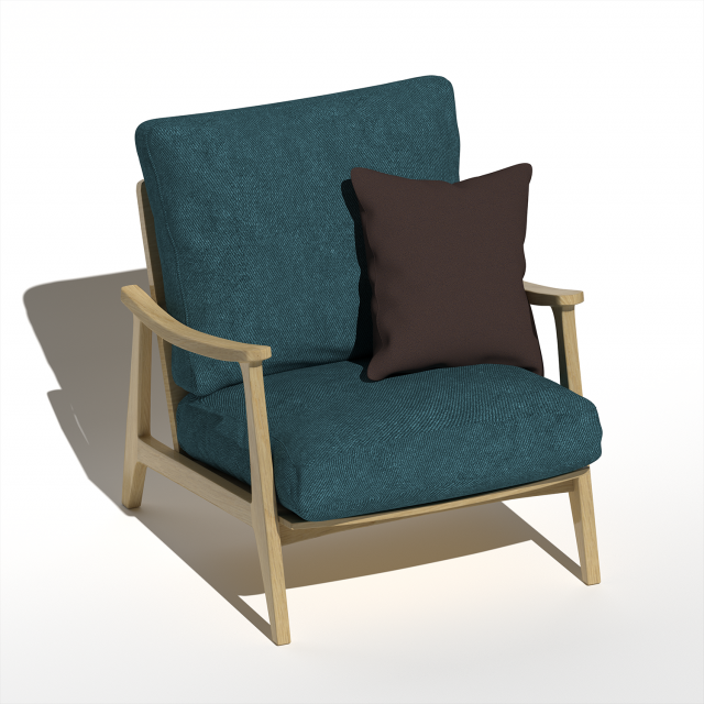 BlueArmchair 3D Модель .c4d .max .obj .3ds .fbx .stl .blend 