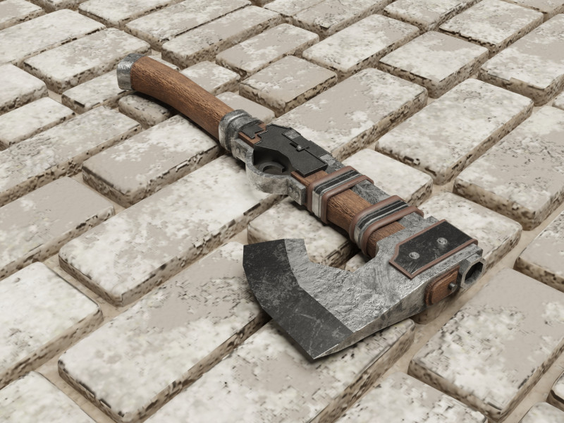 Shotgun-Axe 3D 모델 .c4d .max .obj .3ds .fbx .stl .blend 