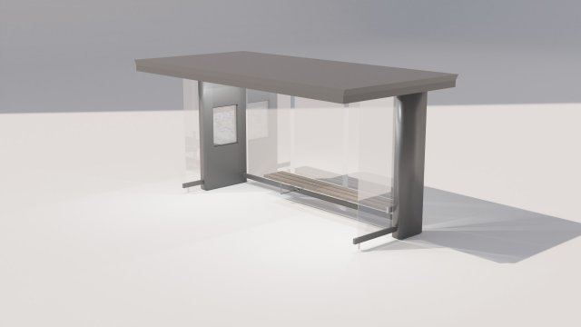 Bus stop 3D 模型 .c4d .max .obj .3ds .fbx .stl .blend
