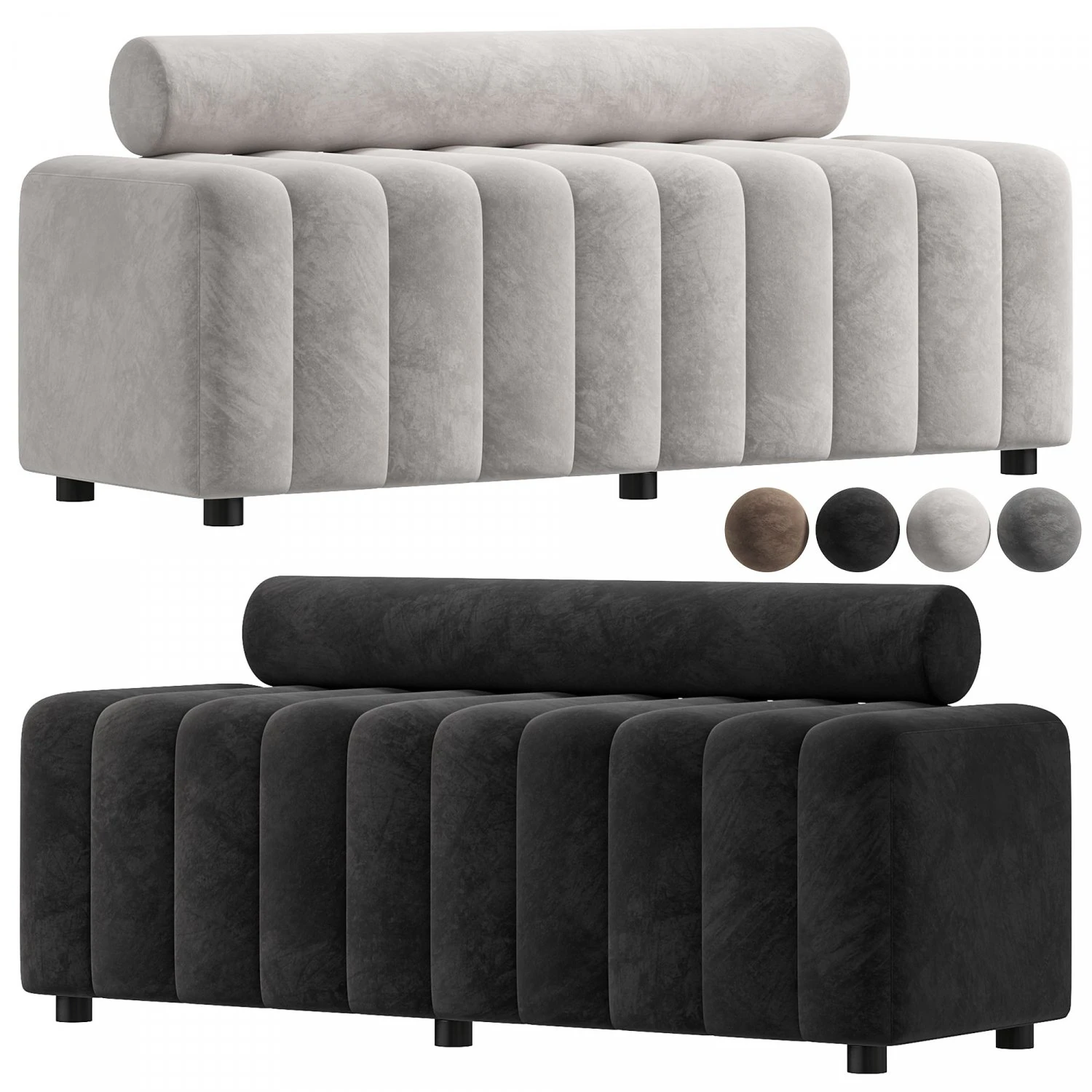 Melody Black Velvet Sofa By Zakisfurniture 3D Model .c4d .max .obj .3ds .fbx .stl .blend 