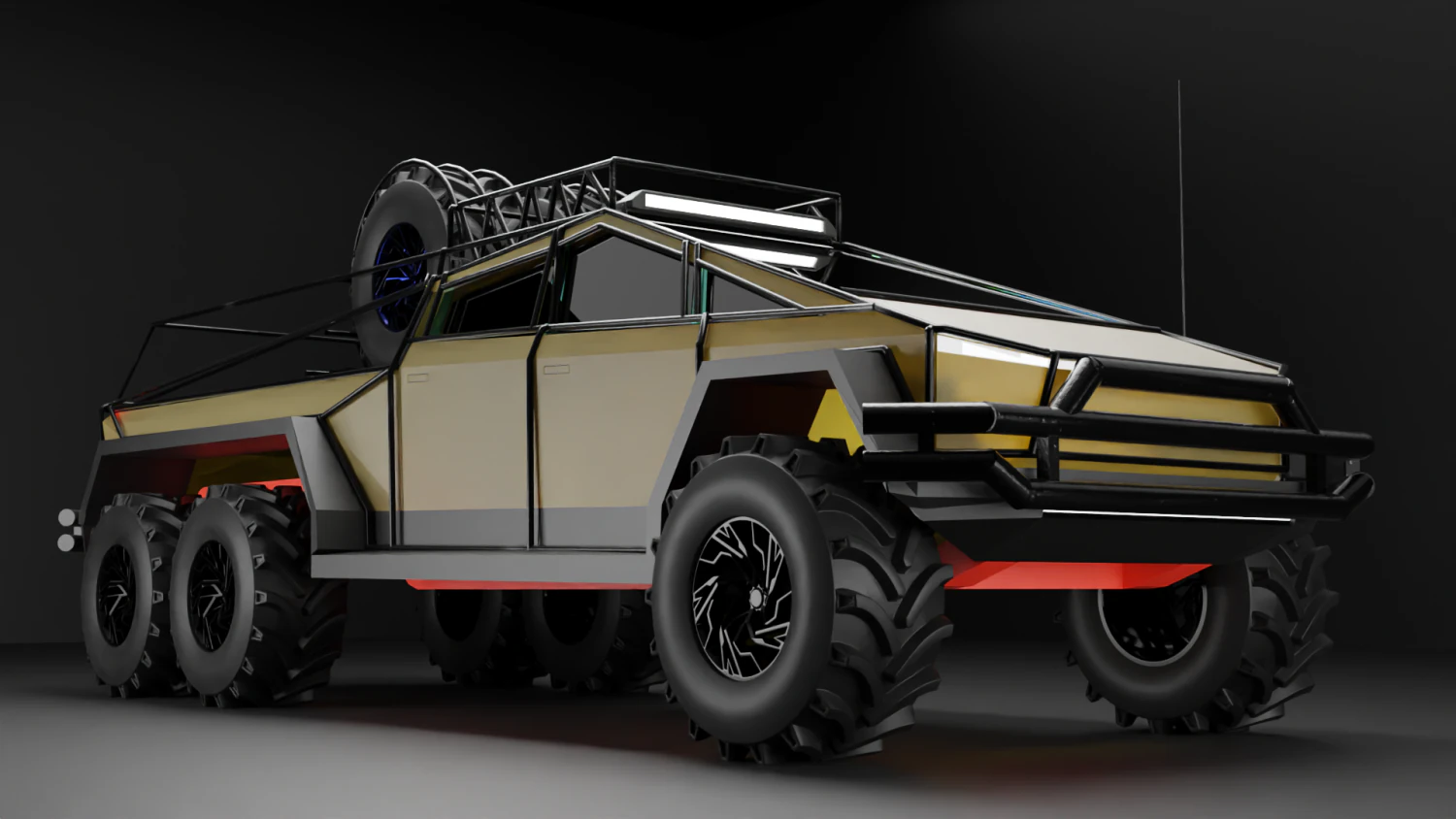 Cyber truck 6x6 3D Model .c4d .max .obj .3ds .fbx .stl .blend