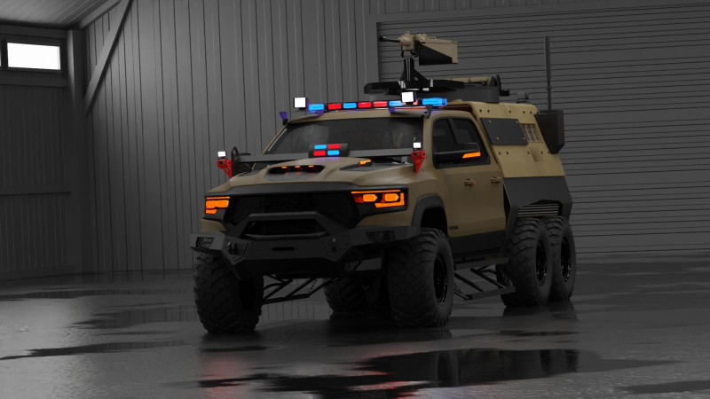 Military pickup 6x6 3D Model .c4d .max .obj .3ds .fbx .stl .blend 