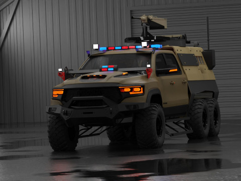 Military pickup 6x6 3D Model