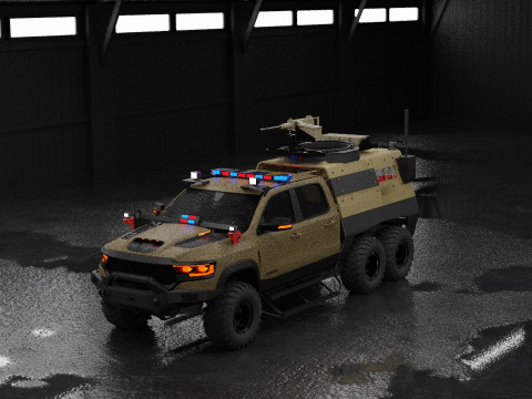 Military pickup 6x6 3D Model