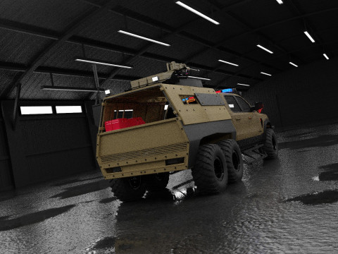 Military pickup 6x6 3D Model