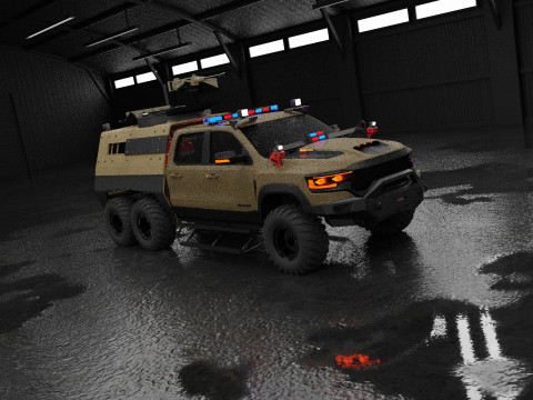 Military pickup 6x6 3D Model