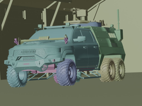 Military pickup 6x6 3D Model