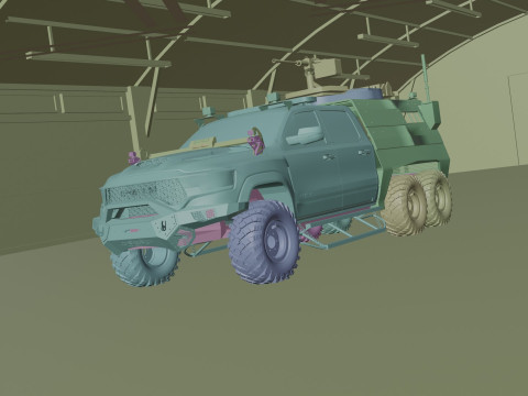 Military pickup 6x6 3D Model