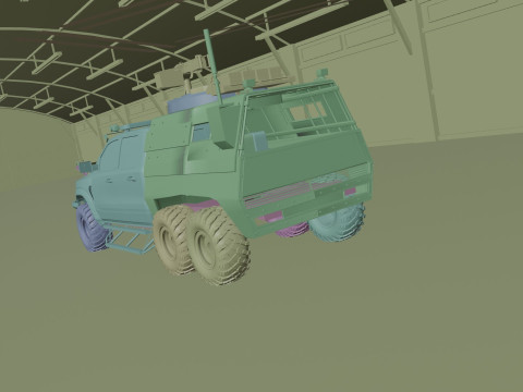 Military pickup 6x6 3D Model