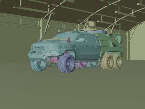Military pickup 6x6 3D Model