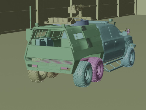 Military pickup 6x6 3D Model