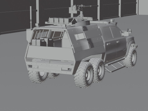 Military pickup 6x6 3D Model