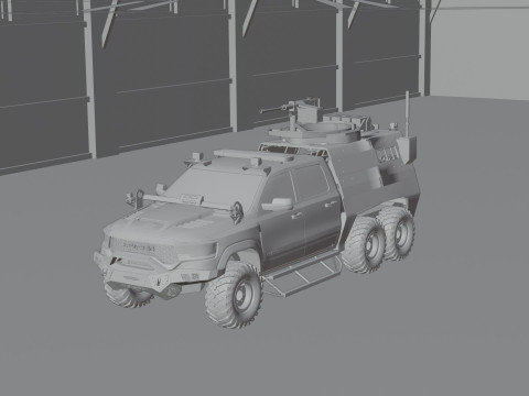 Military pickup 6x6 3D Model