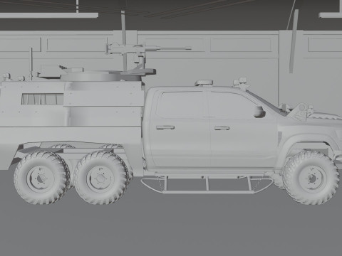 Military pickup 6x6 3D Model
