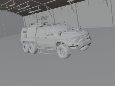 Military pickup 6x6 3D Model