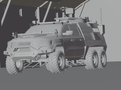 Military pickup 6x6 3D Model